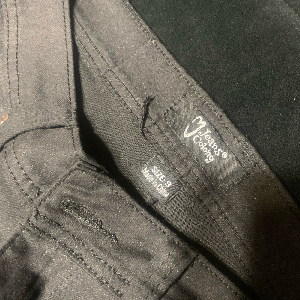 Black Skinny Jeans with Tonal Floral Embroidery - Picture 2 of 2